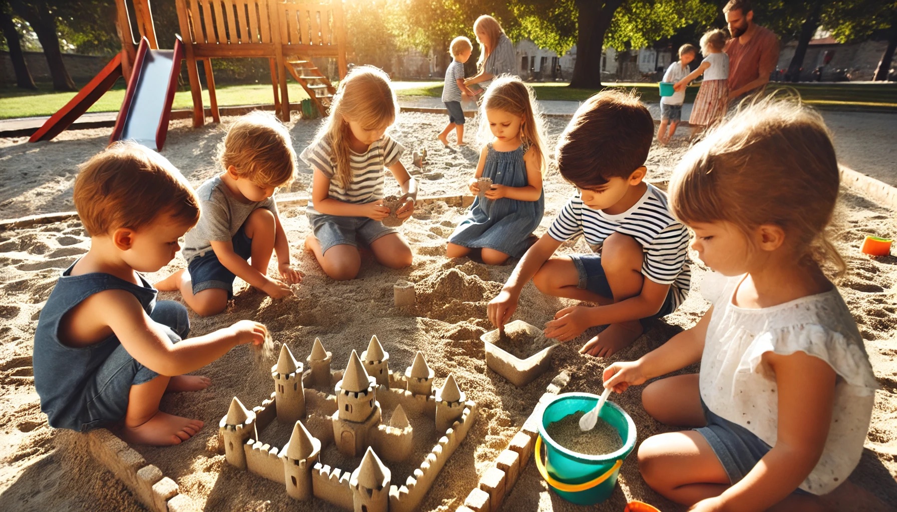 Kinder, die im Sandkasten spielen